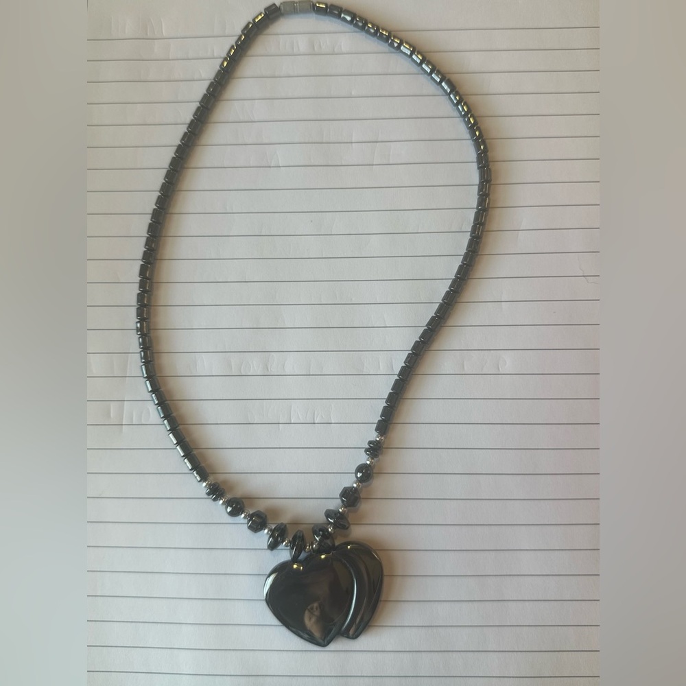 Hermatite heart necklace